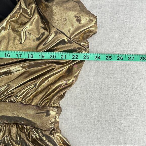 Torrid Top Liquid Shine Peplum Blouse Sz 18/20 Gold Metallic Party New - Picture 10 of 11